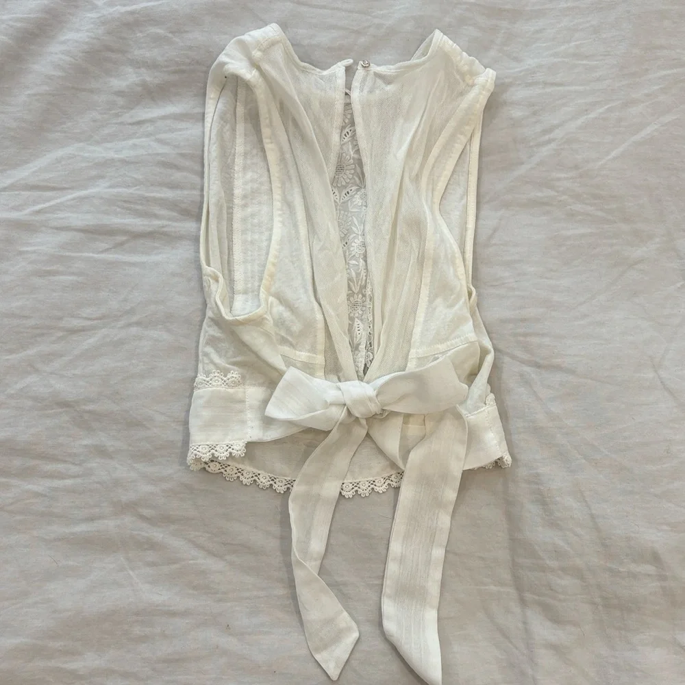 Free People White Lace Crop Top, Size S - Picture 2 of 3